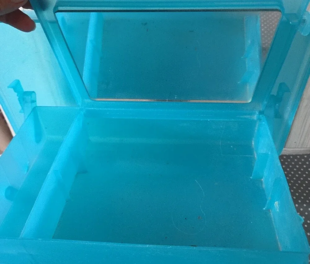 Cabboodle Teal Plastic Storage Box with Handle Cosmetic And Organizing Case
